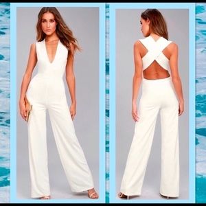 Thinking Out Loud Black Backless Jumpsuit White